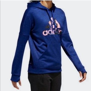 Adidas Floral Badge of Sport Hoodie, electric blue
